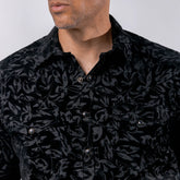Camisa Wild Bull Est Flock Negro/Hojas 082
